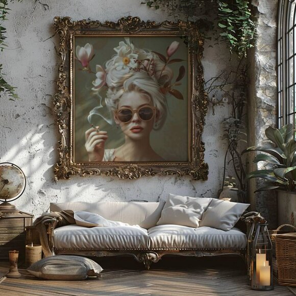 Original Floral Fashion Art Print + Digital Copy, Surreal Avant Garde - Picture 8 of 9